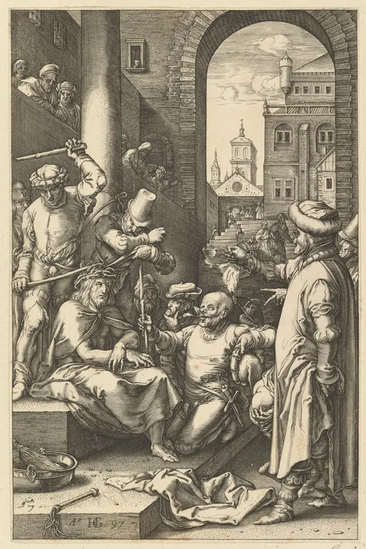 The Crowning with Thorns, from "The Passion of Christ" Wall Art by Hendrick Goltzius - High-Resolution Digital Print