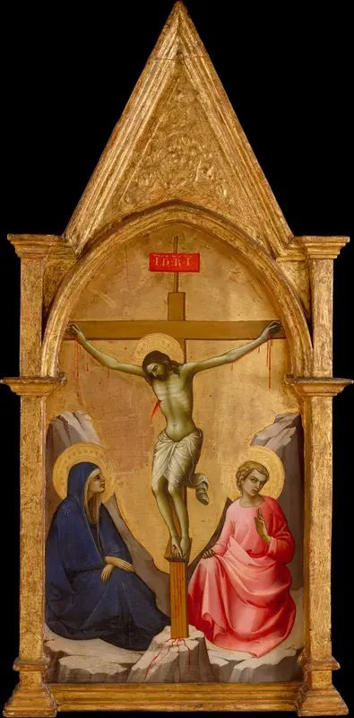 The Crucified Christ between the Virgin and Saint John the Evangelist Wall Art by Lorenzo Monaco (Piero di Giovanni) - High-Resolution Digital Print