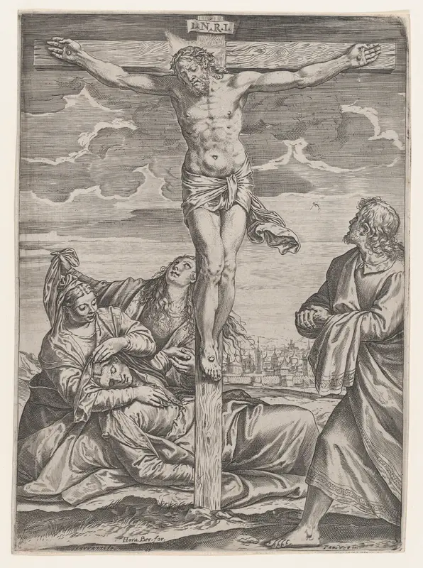 The Crucifixion Wall Art by Agostino Carracci - High-Resolution Digital Print