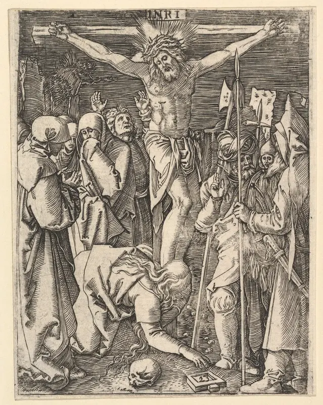 The Crucifixion: Christ on the cross with Magdalen in foreground, from "The Passion of Christ", after Dürer