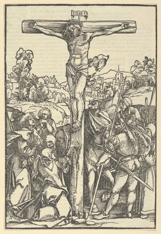 The Crucifixion, from Der beschlossen gart des rosenkranzes marie Wall Art by Hans Schäufelein - High-Resolution Digital Print