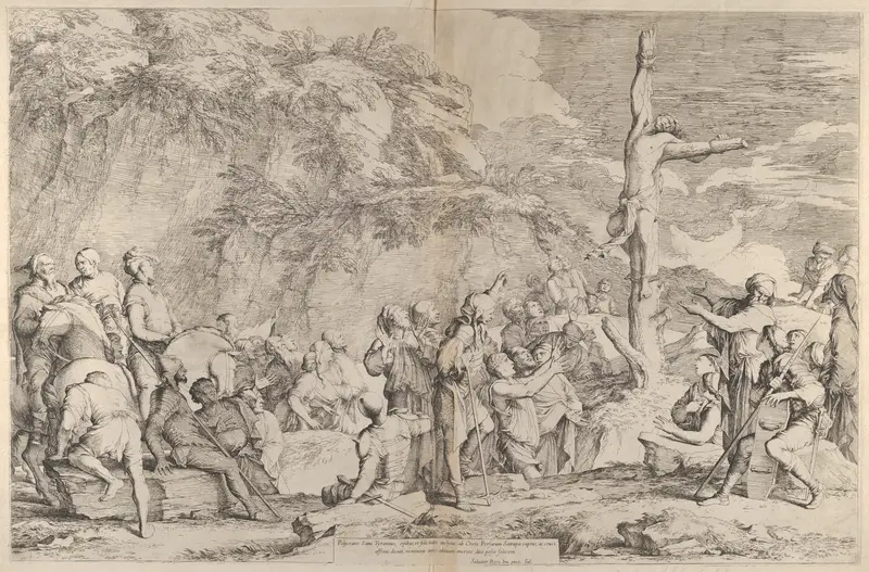 The crucifixion of Polycrates the tyrant after his capture by the Persians Wall Art by Salvator Rosa - High-Resolution Digital Print