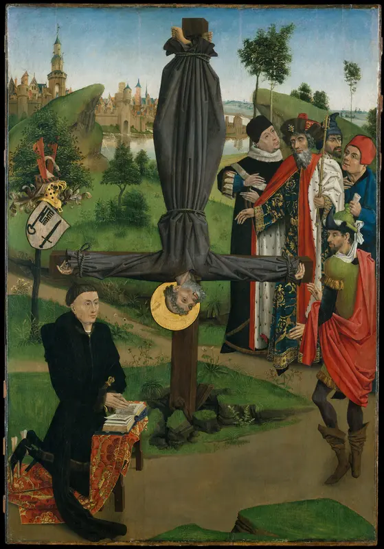The Crucifixion of Saint Peter with a Donor; The Legend of Saint Anthony Abbot with a Donor; The Annunciation Wall Art by Northern French Painter - High-Resolution Digital Print