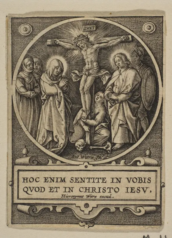 The Crucifixion (Round) (reverse copy) Wall Art by Hieronymus (Jerome) Wierix - High-Resolution Digital Print