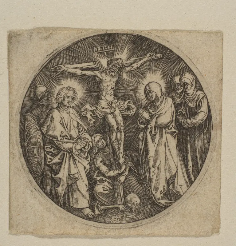 The Crucifixion (Round) Wall Art by Anonymous, German, 16th century - High-Resolution Digital Print