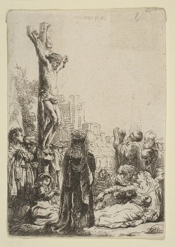 The Crucifixion: Small Plate Wall Art by Rembrandt (Rembrandt van Rijn) - High-Resolution Digital Print