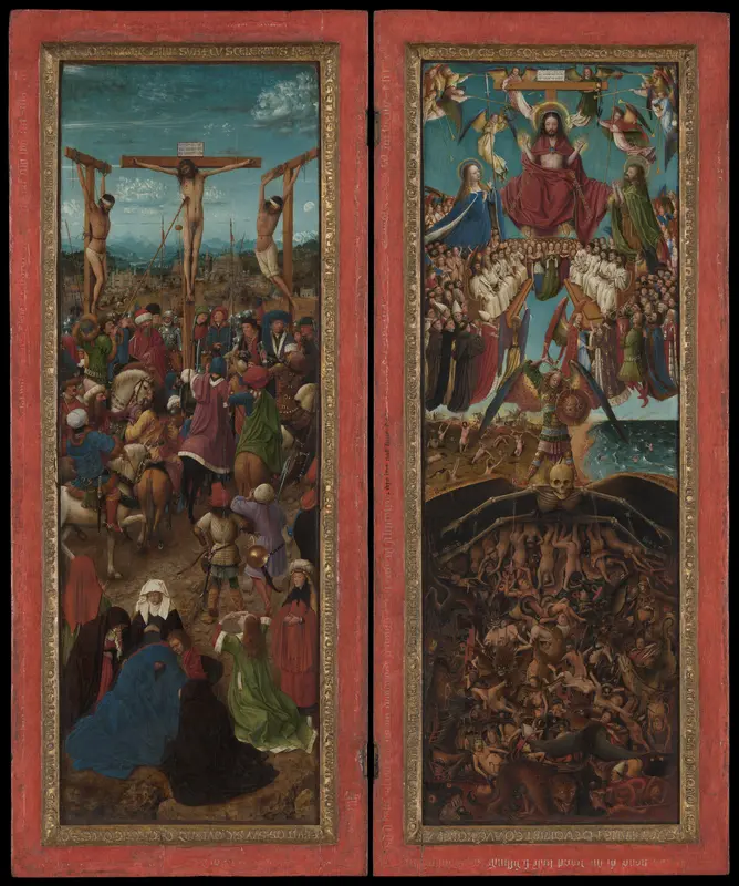 The Crucifixion; The Last Judgment Wall Art by Jan van Eyck - High-Resolution Digital Print