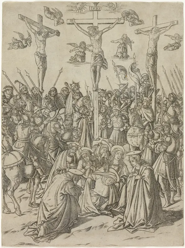 The Crucifixion with the Two Thieves, from the Mysteries of the Rosary Wall Art by Francesco Rosselli - High-Resolution Digital Print