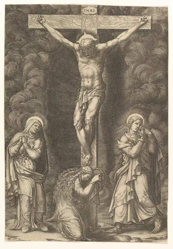 The Crucifixion with the Virgin, the Magdalen, and St. John Wall Art by Giorgio Ghisi - High-Resolution Digital Print