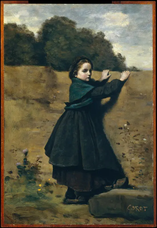 The Curious Little Girl Wall Art by Camille Corot - High-Resolution Digital Print