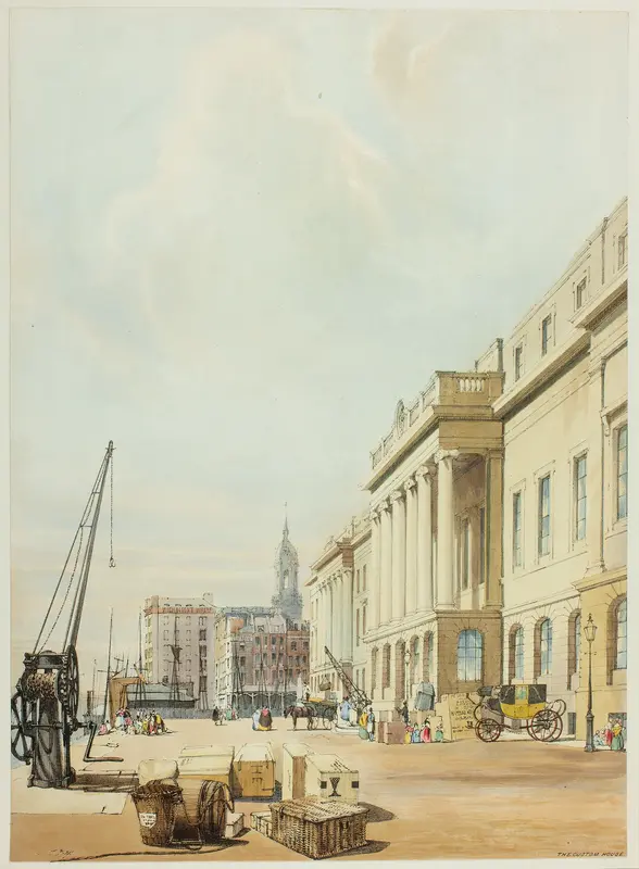The Custom House, plate three from Original Views of London as It Is Wall Art by Thomas Shotter Boys - High-Resolution Digital Print
