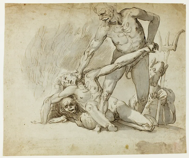 The Damned in Hell Wall Art by Follower of John Hamilton Mortimer - High-Resolution Digital Print