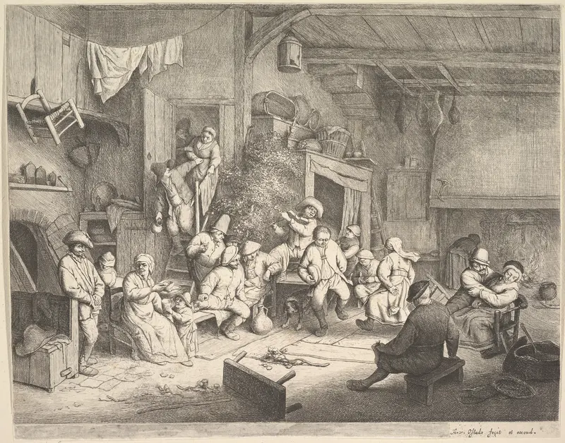 The Dance at the Inn Wall Art by Adriaen van Ostade - High-Resolution Digital Print