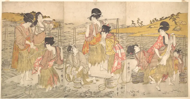 The Dance of the Beach Maidens Wall Art by Kitagawa Utamaro - High-Resolution Digital Print