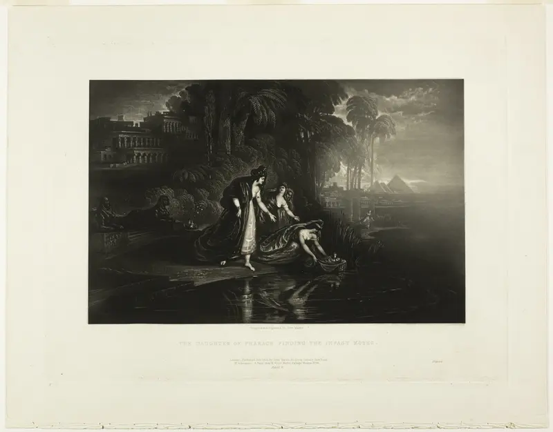 The Daughter of Pharoah Finding the Infant Moses, from Illustrations of the Bible Wall Art by John Martin - High-Resolution Digital Print