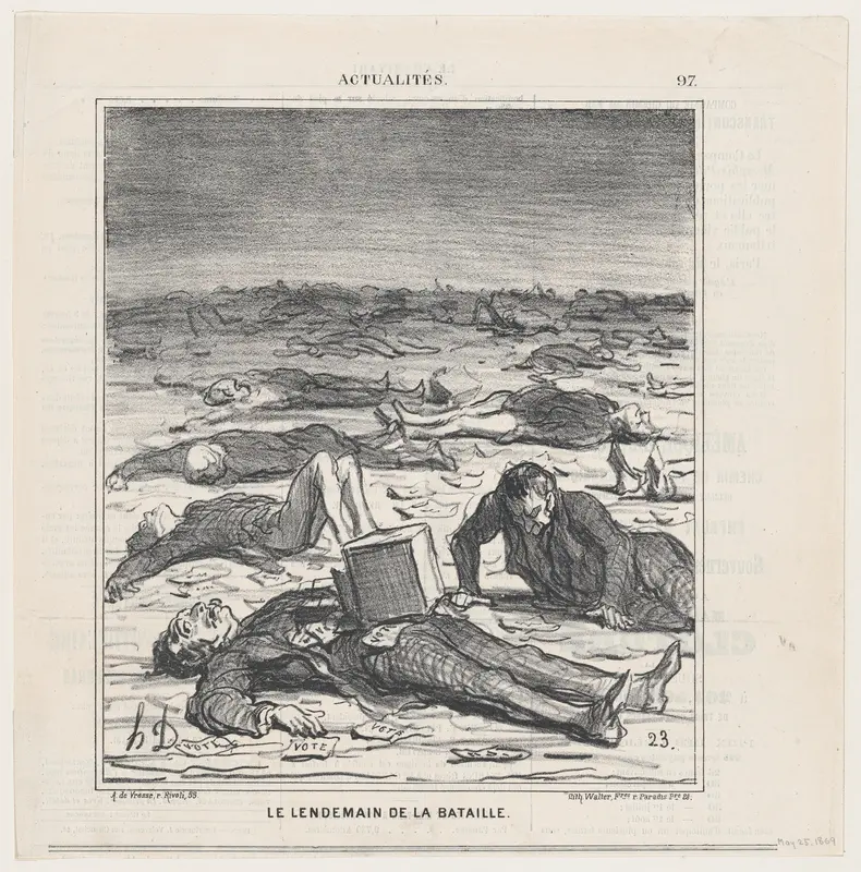 The day after the battle, from 'News of the day,' published in Le Charivari, May 25, 1869 Wall Art by Honoré Daumier - High-Resolution Digital Print