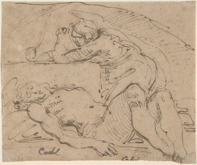 The Dead Christ Mourned by Saint Mary Magdalen (recto); The Holy Family with an Attendant (verso) Wall Art by Giuseppe Cades - High-Resolution Digital Print