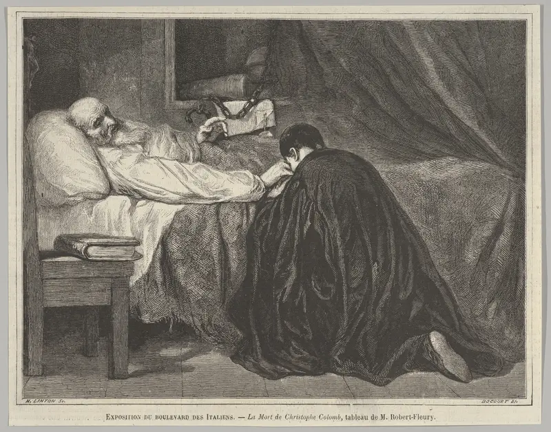 The Death of Christopher Columbus, from "Le Monde Illustré" Wall Art by Henry Linton - High-Resolution Digital Print