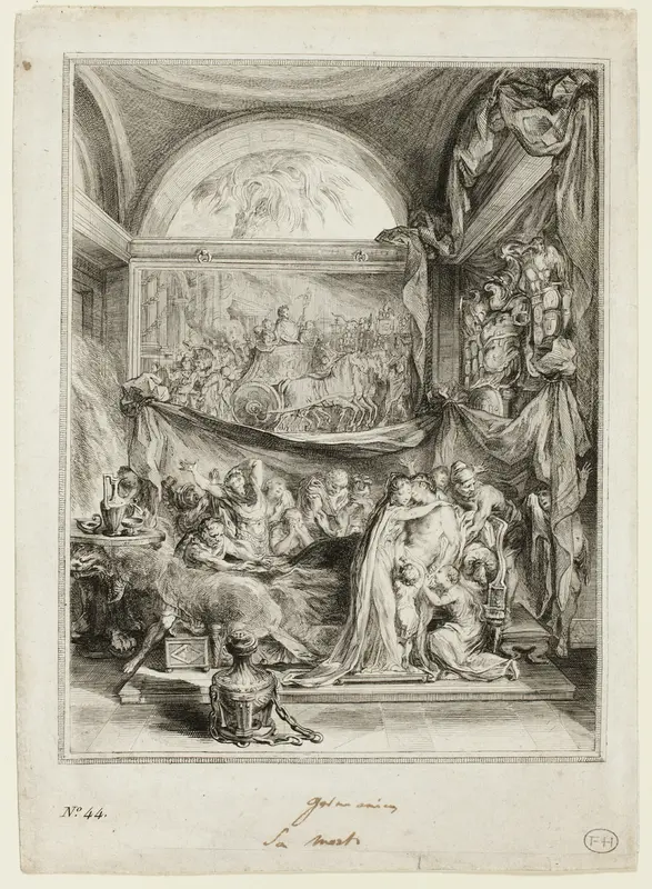 The Death of Germanicus, from the Spectacle de l'Histoire Romaine Wall Art by Gabriel Jacques de Saint-Aubin - High-Resolution Digital Print