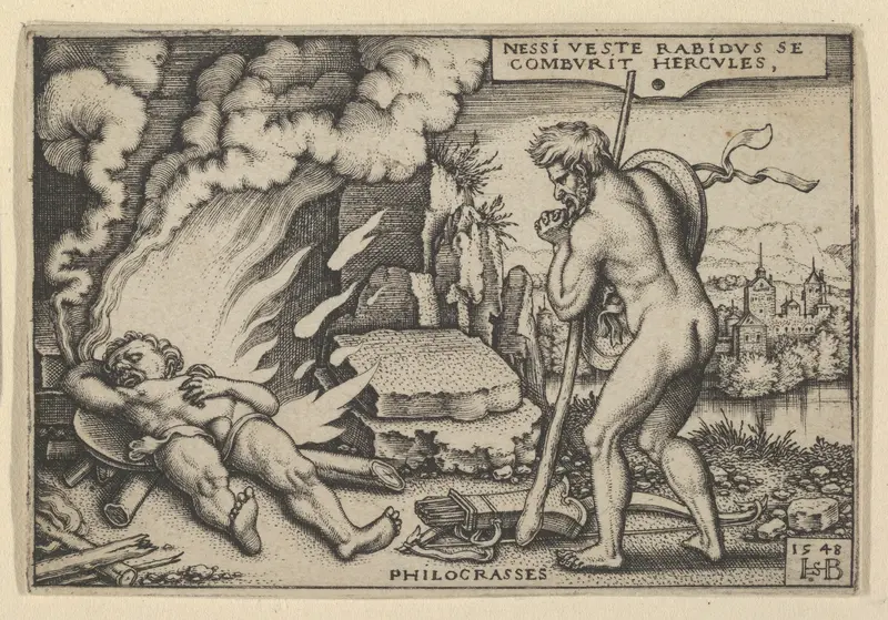 The Death of Hercules, from "The Labors of Hercules" Wall Art by Sebald Beham - High-Resolution Digital Print