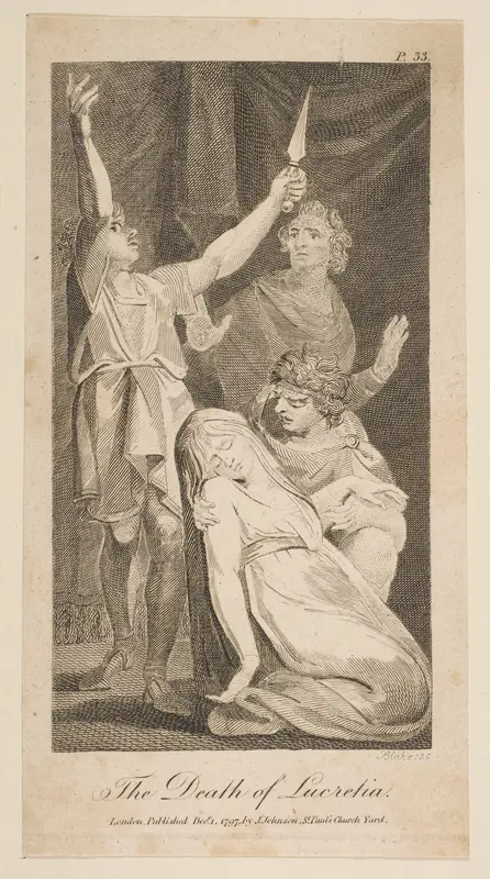 The Death of Lucretia, from Allen's "New and Impartial Roman History" Wall Art by William Blake - High-Resolution Digital Print