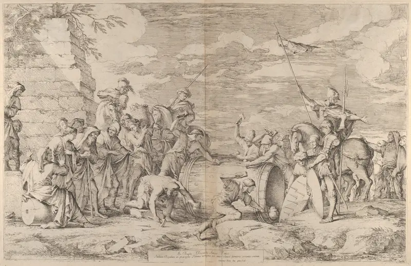 The death of Marcus Atilius Regulus, showng being nailed into a tub by the Carthaginians Wall Art by Salvator Rosa - High-Resolution Digital Print