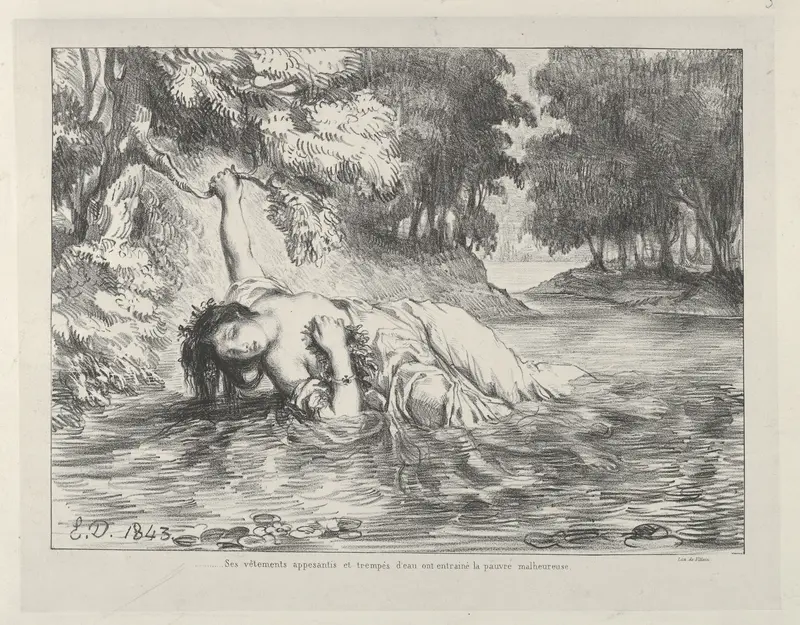The Death of Ophelia Wall Art by Eugène Delacroix - High-Resolution Digital Print