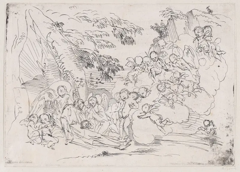 The death of Saint Pellegrino surrounded by many putti Wall Art by Anonymous, 18th century - High-Resolution Digital Print