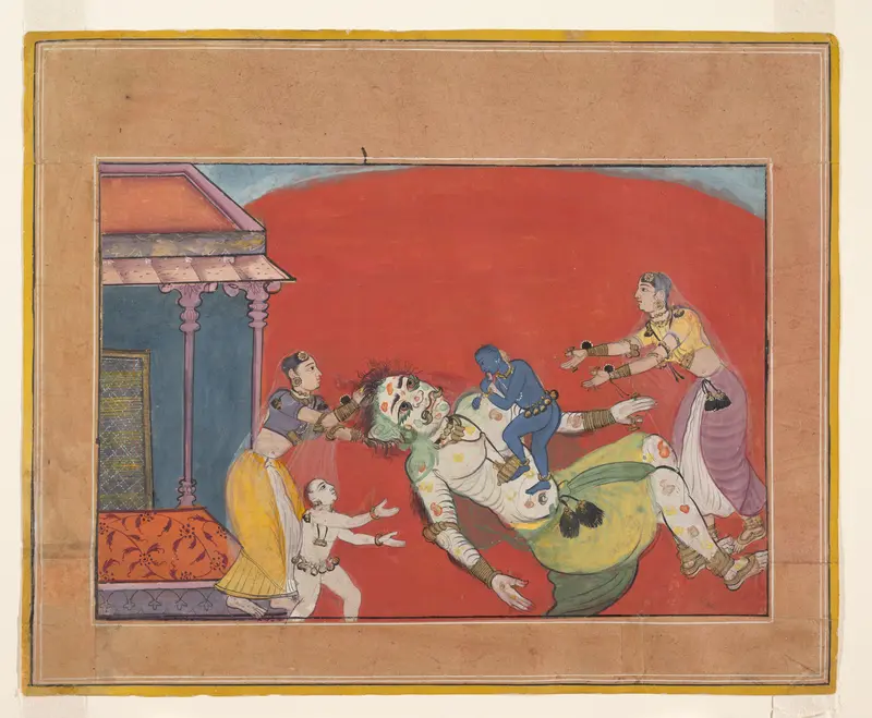 The Death of the Demoness Putana: Folio from a Bhagavata Purana Series Wall Art by Unknown - High-Resolution Digital Print