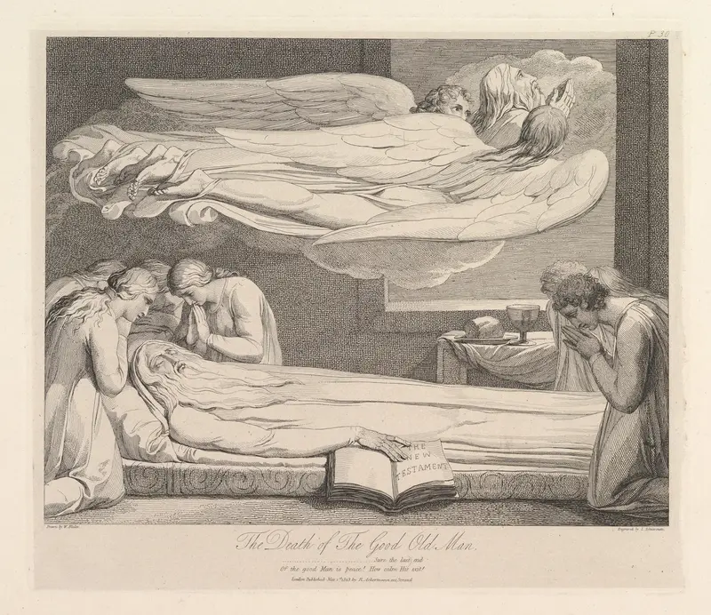 The Death of the Good Old Man, from "The Grave," a Poem by Robert Blair Wall Art by William Blake - High-Resolution Digital Print