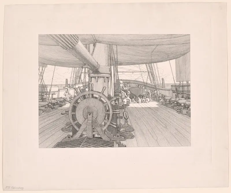 The Deck of a Warship Wall Art by Christoffer Wilhelm Eckersberg - High-Resolution Digital Print