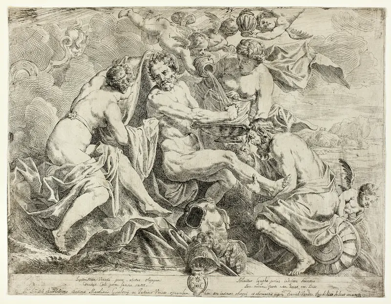 The Deification of Aeneas by Nymphs and Cupids Wall Art by Daniel van den Dyck - High-Resolution Digital Print