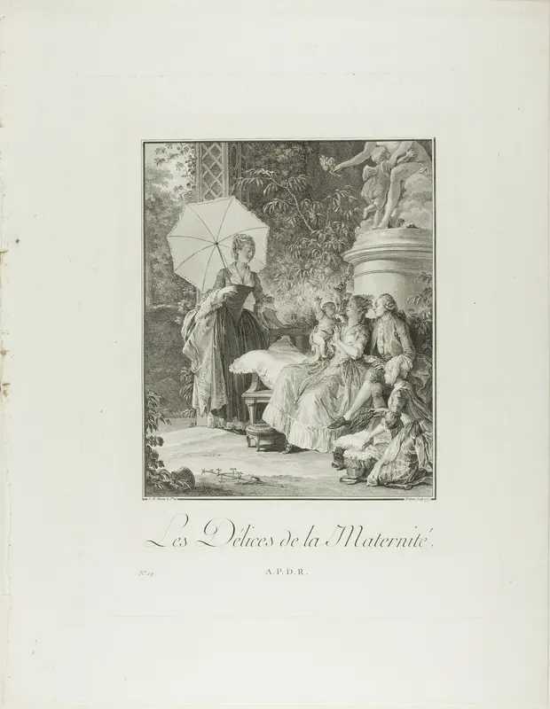 The Delights of Motherhood, from Monument du Costume Physique et Moral de la fin du Dix-huitième siècle Wall Art by Isidore-Stanislas Helman - High-Resolution Digital Print