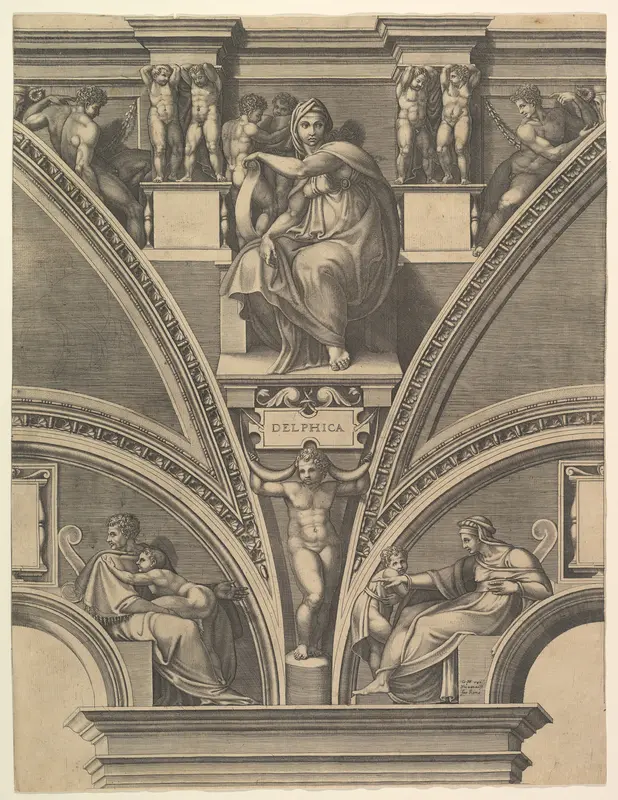 The Delphic Sibyl, from "Prophets and Sibyls in the Sistine Chapel" Wall Art by Giorgio Ghisi - High-Resolution Digital Print