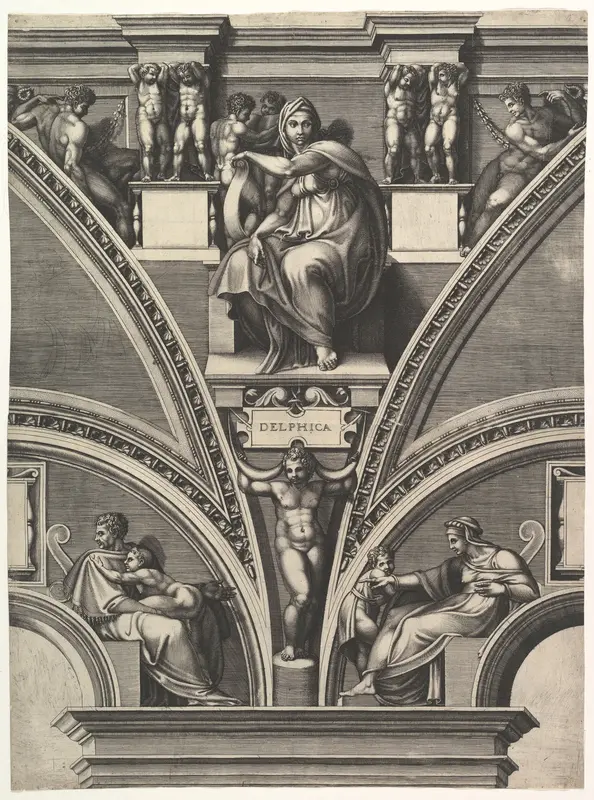 The Delphic Sibyl; from the series of Prophets and Sibyls in the Sistine Chapel Wall Art by Giorgio Ghisi - High-Resolution Digital Print