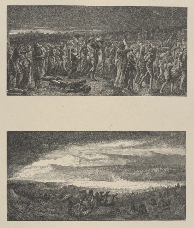 The Departure of the Israelites–Destruction of Pharoah and His Host, from "Dalziels' Bible Gallery" Wall Art by Thomas Dalziel - High-Resolution Digital Print