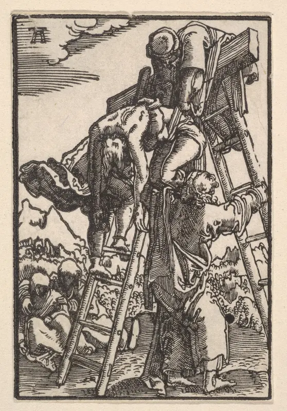 The Descent from the Cross, from "The Fall and Salvation of Mankind Through the Life and Passion of Christ" Wall Art by Albrecht Altdorfer - High-Resolution Digital Print