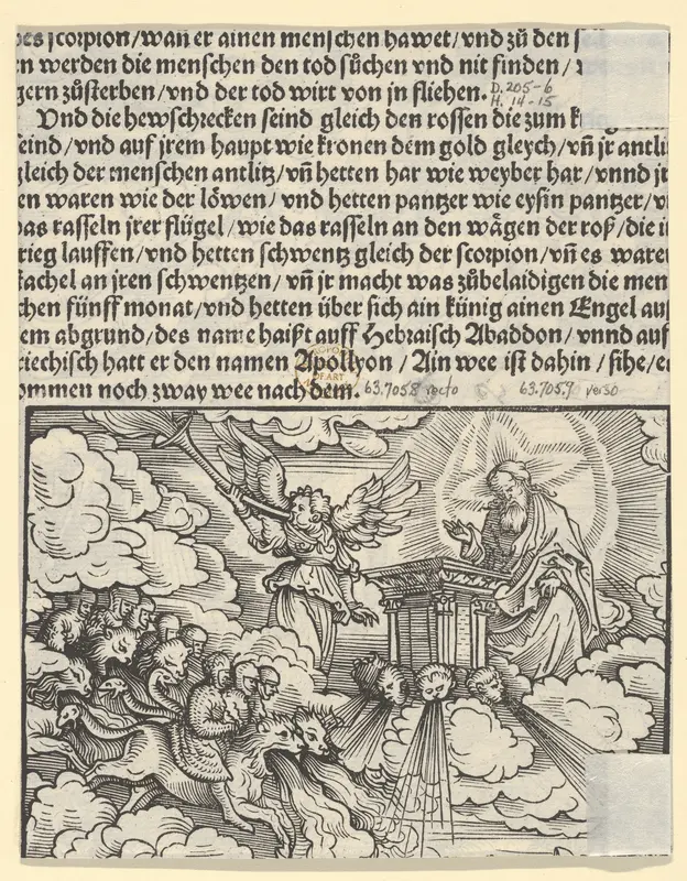 The Destroying Angels (fragment), plate 9 from "The Apocalypse" Wall Art by Hans Burgkmair - High-Resolution Digital Print