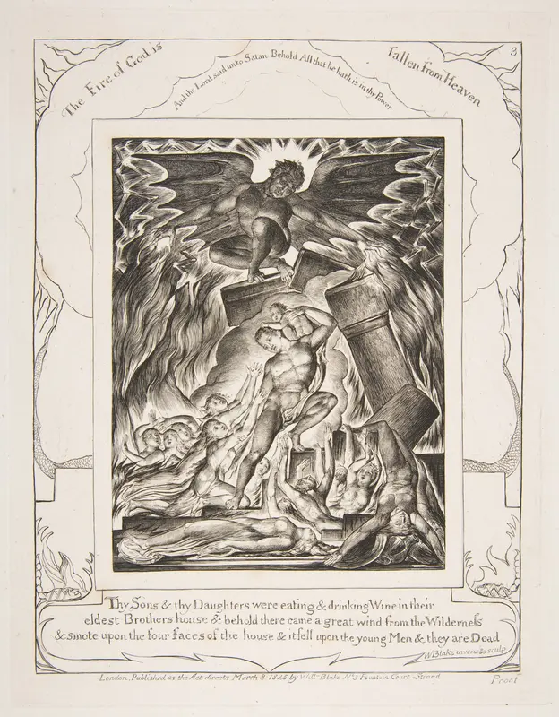 The Destruction of Job's Sons Wall Art by William Blake - High-Resolution Digital Print
