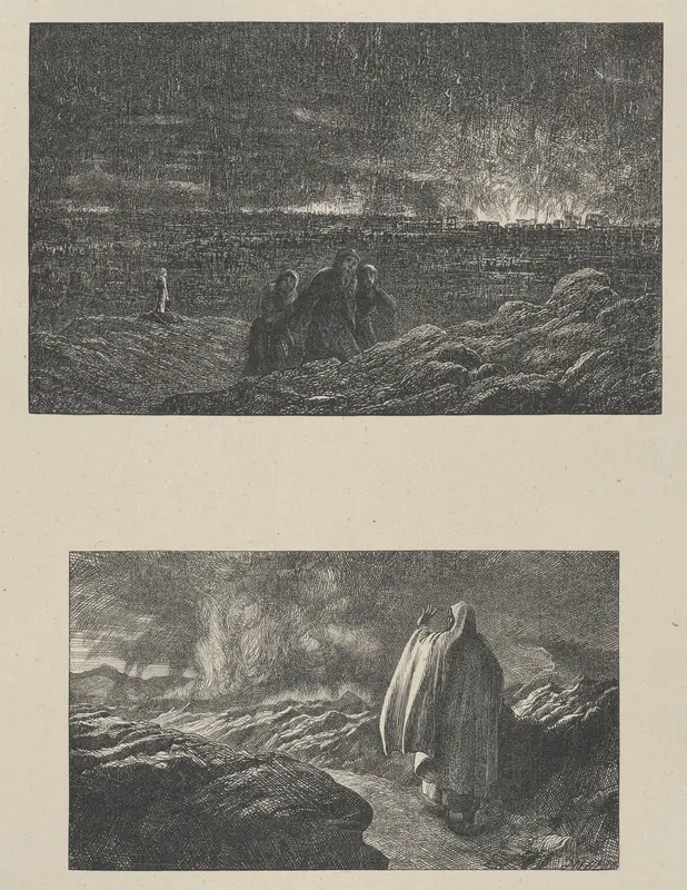 The Destruction of Sodom–Abraham Looking Towards Sodom, from "Dalziels' Bible Gallery" Wall Art by Thomas Dalziel - High-Resolution Digital Print