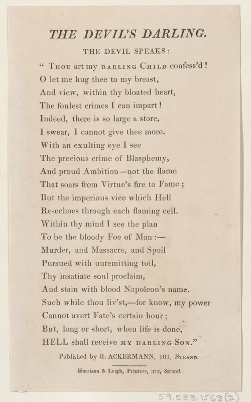 The Devil's Darling: Text Wall Art by Rudolph Ackermann, London - High-Resolution Digital Print