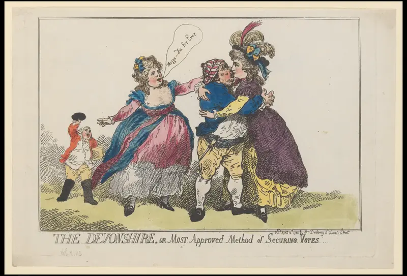The Devonshire, or Most Approved Method of Securing Votes Wall Art by Thomas Rowlandson - High-Resolution Digital Print