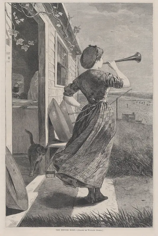 The Dinner Horn (from "Harper's Weekly," Vol. XIV) Wall Art by Winslow Homer - High-Resolution Digital Print
