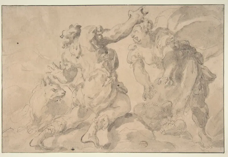 The Discovery of Romulus and Remus (recto); Three Ancient Soldiers (verso) Wall Art by Paolo Pagani - High-Resolution Digital Print