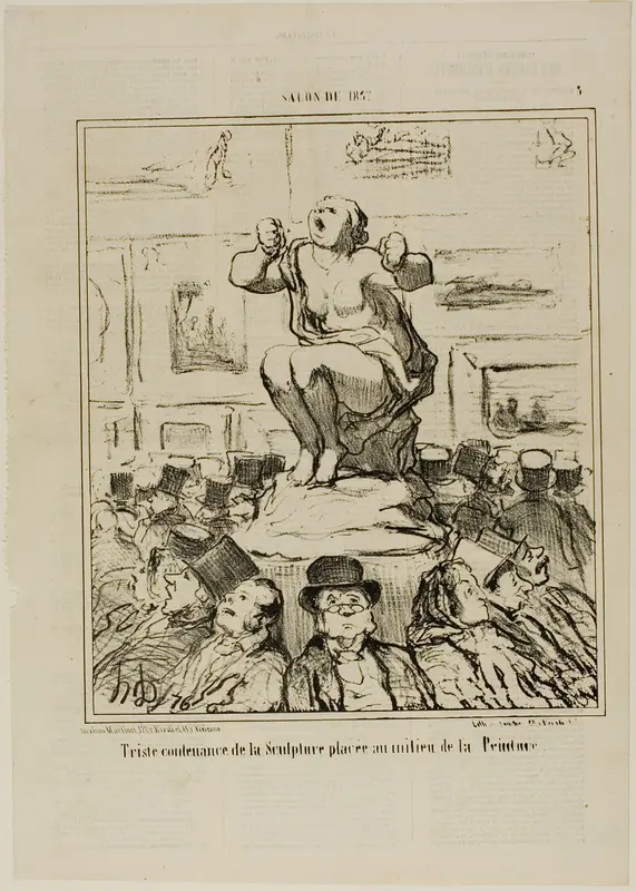The Displeasure of a Sculpture Placed in the Middle of an Exhibition of Paintings, plate 5 from Salon De 1857