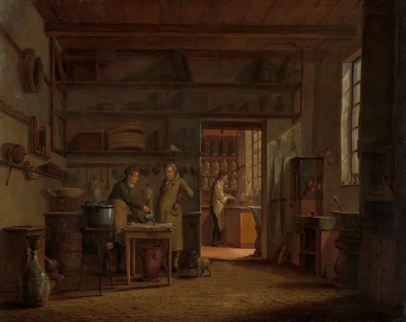 The Distillery of Apothecary A. d'Ailly Wall Art by Johannes Jelgerhuis - High-Resolution Digital Print