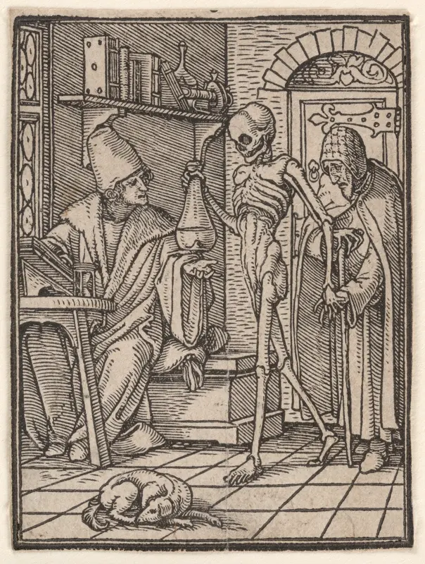 The Doctor (or Physician), from "The Dance of Death" Wall Art by Hans Holbein the Younger - High-Resolution Digital Print
