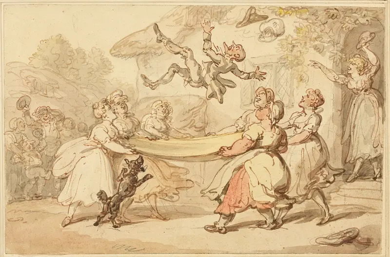 The Doctor's Punishment Put in Execution to the Small Entertainment of the Whole Village Wall Art by Thomas Rowlandson - High-Resolution Digital Print
