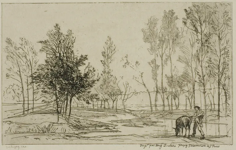 The Donkey at the Watering Place Wall Art by Charles François Daubigny - High-Resolution Digital Print