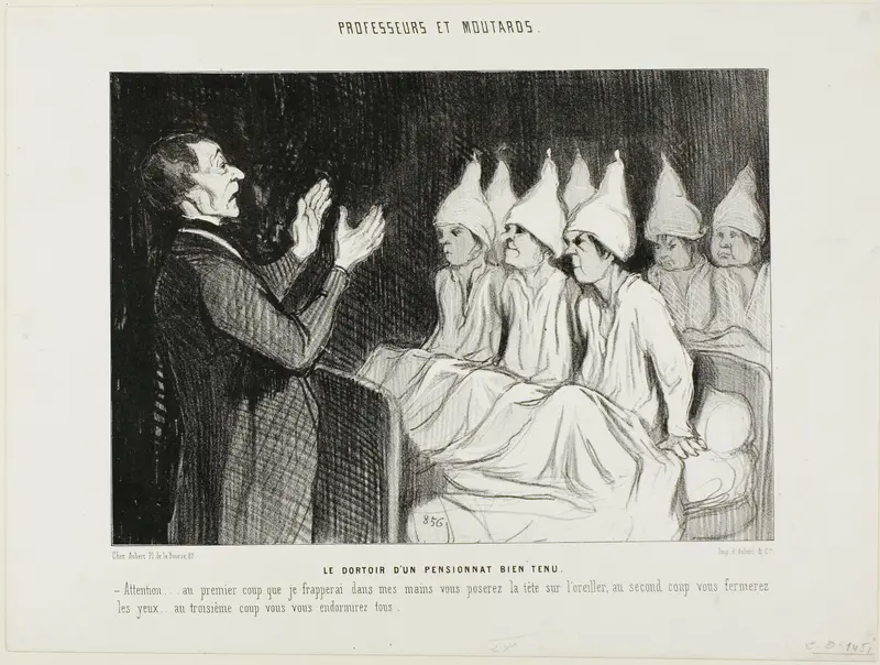 The Dormitory of a Distinguished Boarding School, plate 14 from Professeurs et Moutards (Professors and Rascals)